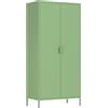 Brigros - Armadio Metallico 2 Ante Con Ripiani E Appendiabiti 80x40x170 Cm, Armadio Salvaspazio Multiuso Per Camera Da Letto, Cameretta E Mansarda, Guardaroba Moderno In Metallo Colorato (Salvia)