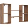 KUBUTKU Scaffale decorativo da parete con 5 ripiani, 102 x 60 x 18 cm, design scandinavo, moderno, per soggiorno, cucina, ufficio, camera da letto, bagno, libreria (noce)