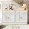Soweiz Grande credenza, mobile buffet moderno per sala da pranzo e soggiorno, mobile contenitore con spazio di archiviazione, mobile bar, per sala da pranzo e cucina (Weiß+Eiche 140x40c75 cm)
