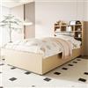 Moimhear Letto in legno, letto idraulico, testiera con vano portaoggetti, dotato di presa USB e Tape-C, letto singolo, letto per ragazzi (senza materasso) (colore legno, 90 x 200 cm)