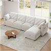 ZKLOEP Moderno divano in velluto con spazio nell'angolo, 281 x 86 x 71 cm, spazio a forma di L nell'angolo regolabile a sinistra e a destra. Beige.