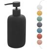 Inbagno Dispenser Sapone Nero cannettato in Ceramica Soft Touch, Ricaricabile con erogatore Pump e capienza 330 ml, Spring