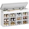 Hzuaneri Panca Scarpiera con Seduta e Spazio di Archiviazione, 12 Scomparti | Scaffale Per Scarpe, Ripiani Estraibili, 30 X 100 X 55 Cm, Per Soggiorno, Corridoio, Ingresso, Bianco, SB53503GY
