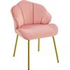 Soberine Sedia Sala da Pranzo Imbottita in Velluto con Schienale Conchiglia Sedia Cucina con Gambe in Metallo Piedini Regolabili Poltrocina Elegante Moderna da Lettura Soggiorno Ufficio 1 Pezzo/Rosa