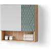 Livinity Specchio contenitore bagno Ronco, Quercia verde/oro, 54 x 55 cm