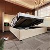 HOXINBLY Letto Matrimoniale imbottito con Contenitore 180x200 cm con lampada da lettura e USB,Letto matrimoniale con Testiera e Vano Portaoggetti con rete a doghe, Struttura in velluto Beige