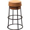 SGABELLI DA BAR Sgabello da Bar Colazione caffè Bancone da caffè Pub Cucina Altezza Creativa Sedile Rotondo in Sughero Base in Metallo Nero con Sedia poggiapiedi, 45/65 / 74cm