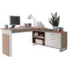 AVANTI TRENDSTORE - Malmo - Scrivania ad angolo in legno laminato con comó integrato, colore quercia Sonoma/bianco. Dimensioni LAP scrivania 140x76x65 cm, comó 130x62x40 cm