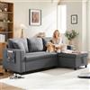 TIZZ Divano letto con funzione sleep, divano a forma di L, chaise longue con spazio di archiviazione, con vano tascabile, divano letto, chaise longue intercambiabile a sinistra e destra.