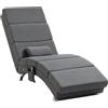 HOMCOM Poltrona Relax Massaggiante con 8 Punti Vibranti e Riscaldamento, 5 Modalità e 3 Timer, Chaise Longue Ergonomica in Tessuto Effetto Lino con Telecomando, Grigio