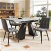 KAZZIO Set da pranzo (5-TLG), set da pranzo allungabile per 4 persone, 160 x 80 x 75 cm, tavolo da pranzo con 4 sedie, in velluto grigio, tavolo da pranzo con piedini a colonna (grigio)