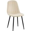 CLP Sedia da pranzo Baxter I Sedia imbottita con rivestimento in velluto I Struttura in metallo, Colore:crema