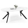IDMarket - ALIX tavolo da pranzo rotondo allungabile 4-10 persone gamba a ragno nera piano effetto marmo bianco ALASKA 110-200 cm