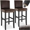 tectake® Set di 2 sgabelli da Bar con Gambe in Legno Massiccio, Seduta Confortevole, Altezza Regolabile 107 cm, Sedia da Pranzo Design Ergonomico, Ideale per Sala da Pranzo e Cucina - Marrone
