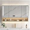 LAMEDOAT Armadietto da bagno rettangolare illuminato a LED con specchio Armadietto da bagno con specchio da bagno con luci e organizer antiappannamento (Colore: Beige, Dimensioni: 100 cm)