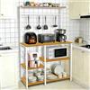 LANTUS Mensola da cucina, mobile da cucina, bar da caffè, supporto per forno a microonde, con ripiani regolabili, ganci, 42 x 90 x 167 cm (B) (noce)