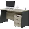 Arreditaly Scrivania con 3 Cassetti Bliss Scrittoio da Studio o Ufficio Mobile Desk da Soggiorno Sala da Pranzo 136 x 74 x 67 cm (Rovere e Grigio)