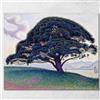 CheQuadro! Il Pino Bonaventura Paul Signac, psn112 Quadro Stampato su Tela Fine Art, Intelaiato Pronto da Appendere, Alta qualità, 40x32 cm