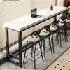 WXZXWXZX Tavolo Alto Bancone Bar Rettangolare Tavolo da Pranzo Stretto Tavolino da Balcone Salvaspazio per Cucina Soggiorno Sala da Pranzo Ristorante(White,140x40x105cm)