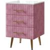 Vicco Comodino Velia, rosa, 41 x 62 cm con 3 cassetti, per riporre oggetti di uso quotidiano in camera da letto