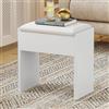 Luxstein Sgabello per trucco, in legno, imbottito, per spogliatoio, camera da letto, corridoio e soggiorno, 40 x 23,5 x 43 cm, bianco