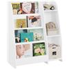 Lestarain Libreria, Scaffale Montessori, con 4 Ripiani e 3 Scomparti, Scaffale per Giocattoli e Libri, Mobile per Cameretta dei Bambini, Bianco, 75x90x34,5 cm