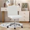 Hellove Sedia da Trucco con Ruote, Sedia Scrivania Girevole Regolabile in Altezza con oro Metallo Base, Make Up Vanity Chair, Sgabello da Trucco con Schienale per Camere da Letto,Ufficio,Bianco-Pelle