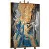 YS Quadro Astratto Vivace su Tela | Pittura Espressiva Blu Arancio Verde | Sfondo Scuro Colori Audaci | 40x60 cm Incorniciato | Soggiorno, Studio Décor