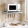 KingSaid Mensola Microonde da Parete in Acciaio Inox 51.5×39 cm, Ripiano Salvaspazio Cucina Robusto, Supporto a Muro Regolabile per Forno a Microonde, Ripiani Salvaspazio e Mobile Cucina