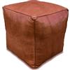 Poufs&Pillows Pouf Quadrato in Vera Pelle - Fatto A Mano - Venduto Imbottito - Cuscini da Pavimento, ottomano, poggiapiedi (Marrone Naturale)