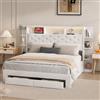 FOERPL Letto con Cassetti, Letto Matrimoniale 160x200 con Spazio per Riordinare, Struttura Letto con LED e Porta di Ricarica USB, 2 Cassetti in Ferro, LETTO Imbottito in Tessuto in Velluto Morbido