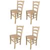 t m c s Tommychairs - Set 4 sedie modello Venezia per cucina bar e sala da pranzo, robusta struttura in legno di faggio levigato, non trattato, 100% naturale e seduta in legno