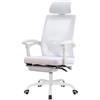 UEV Sedia da Ufficio Ergonomica Inclinabile, Fino a 136 kg, Colore Bianco | Sedia da Scrivania con Poggiapiedi e Poggiatesta Regolabile, Supporto Lombare, Regolabile in Altezza, Tessuto Traspirante