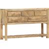vidaXL Legno Massello di Mango Credenza in Stile Vintage Robusta 5 Cassetti e Ripiano Madia Cassettiera Tavolino Laterale 120x30x75 cm