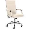 CLP Sedia Ergonomica Per Ufficio Amadora I Sedia Regolabile In Altezza E Girevole A 360 Gradi I Rivestimento In Similpelle O Tessuto | Colore crema Materiale Ecopelle
