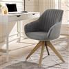Zouron sedie da pranzo,sedie da ufficio per la casa, poltrone da salotto（Rotazione a 360°）,Ergonomia,Grigio（Velluto + Legno）,Una sedia