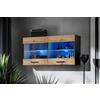 Komodee, Vetrina Savona - Armadio in vetro, Nero/Wotan, larghezza 100 cm x altezza 50 cm x profondità 30 cm, senza LED, 2 ripiani in vetro, 2 ante per soggiorno, cucina