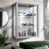 K-Möbel Vetrina in vetro alluminio/argento (80x60x25 cm) con 2 ripiani in vetro regolabili in altezza - Vetrina per automodelli argento - Vetrina per collezionisti - Vetrina