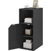 WOLTU Comodino Stretto, 25x35x62 cm, Nero | Tavolino con 1 Scomparto Aperto e 1 Armadietto, Ripiano Regolabile Tavolino divano per Camera da Letto, Soggiorno, Moderno