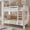 Huayz Letto a castello per bambini, 90 x 200 cm, letto a soppalco con ripiani e scala ad angolo retto, moderno letto matrimoniale per 2 bambini, con protezione anticaduta e rete a doghe, bianco, senza