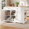 KUAKE Carrello da cucina, a isola con credenza pieghevole, piano di lavoro in venature di rovere, con ciabatta attrezzata per cucina e casa (bianco, 151,5 x 84,7 x 91,7 cm)
