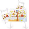 Leomark tavolo e 2 sedie in legno, tavolino set da cameretta per bambini, gioco di gruppo in classe, mobili per bambini, stanza dei bambini mobili alta qualità stabile, tema: GUFI
