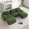 Wyibwy Divano a 3 posti con braccioli curvi,divano componibile con base antiscivolo,Divano angolare con 2 pouf,rivestimento altamente elastico,Nessun assemblaggio richiesto,velluto a coste,Verde