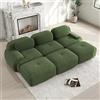 Bladez Divano Cord moderno a 3 posti, divano letto modulare con pouf ottomano, senza montaggio, divano imbottito Cloud combinabile, per soggiorno (Verde, 3 posti+3)