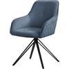 ML DESIGN modern living ML-Design Sedia da Sala da Pranzo Girevole a 360° in Tessuto di Tessitura Blu Sedie da Soggiorno con Braccioli e Schienale Poltrona da Cucina Imbottita Poltroncine Gambe in Metallo Ergonomica