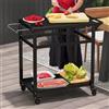 GYMAX Carrello per Grill da Esterno, Carrello da Cucina con Ripiano, Ganci, Ruote Bloccabili e Maniglia Laterale, Ideale per BBQ da Giardino