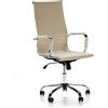 VS Venta-stock Sedia da Ufficio Londres reclinabile Taupe, Ecopelle, Sedia Executive con poggiatesta Imbottito, Altezza Regolabile, Design ergonomico