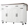 Huayz Isola della cucina, carrello da portata con piano di lavoro estraibile, armadio da cucina, carrello da cucina con quattro ante e due cassetti, carrello da pranzo con venature del legno