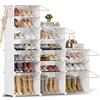 Orgahome Scarpiera con 15 scomparti, scarpiera alta e stretta, colore bianco, scarpiera chiusa, per guardaroba, corridoio, camera da letto, ingresso, fai da te personalizzabile