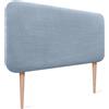 DHOME Testiera Imbottita Liscia Arrotondata in Lino Naturale con Gambe per Parete Acustica Testate Letto Fonoassorbenti Camera da Letto (Blu, 110cm)
